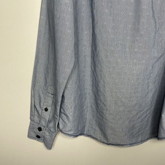PRANA Shirt Mens Small Blue Reinhold Button Down Organic Cotton Blend Stripe Dot - Picture 10 of 14
